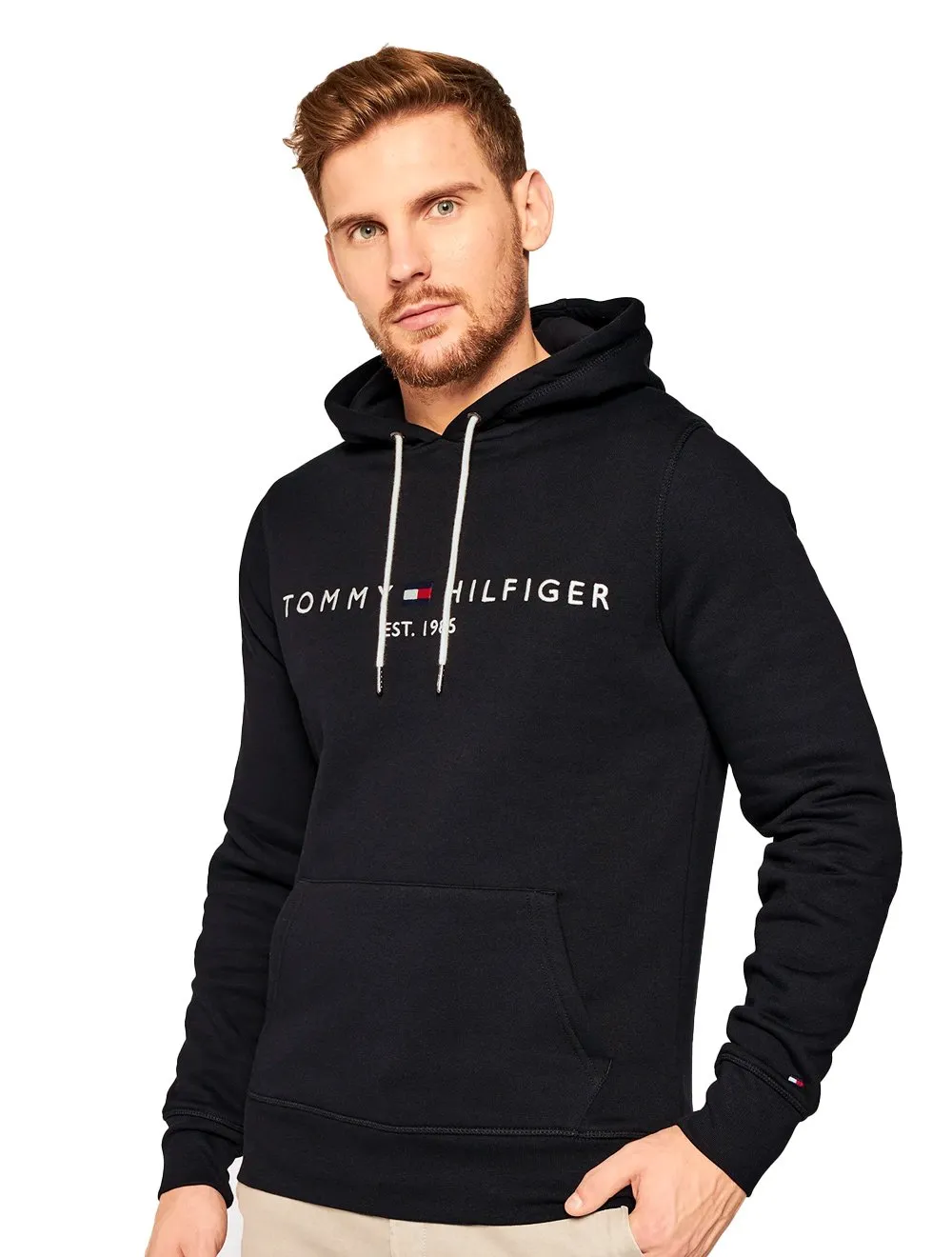 Moletom Tommy Hilfiger Masculino Fleece Hoody Logo Preto