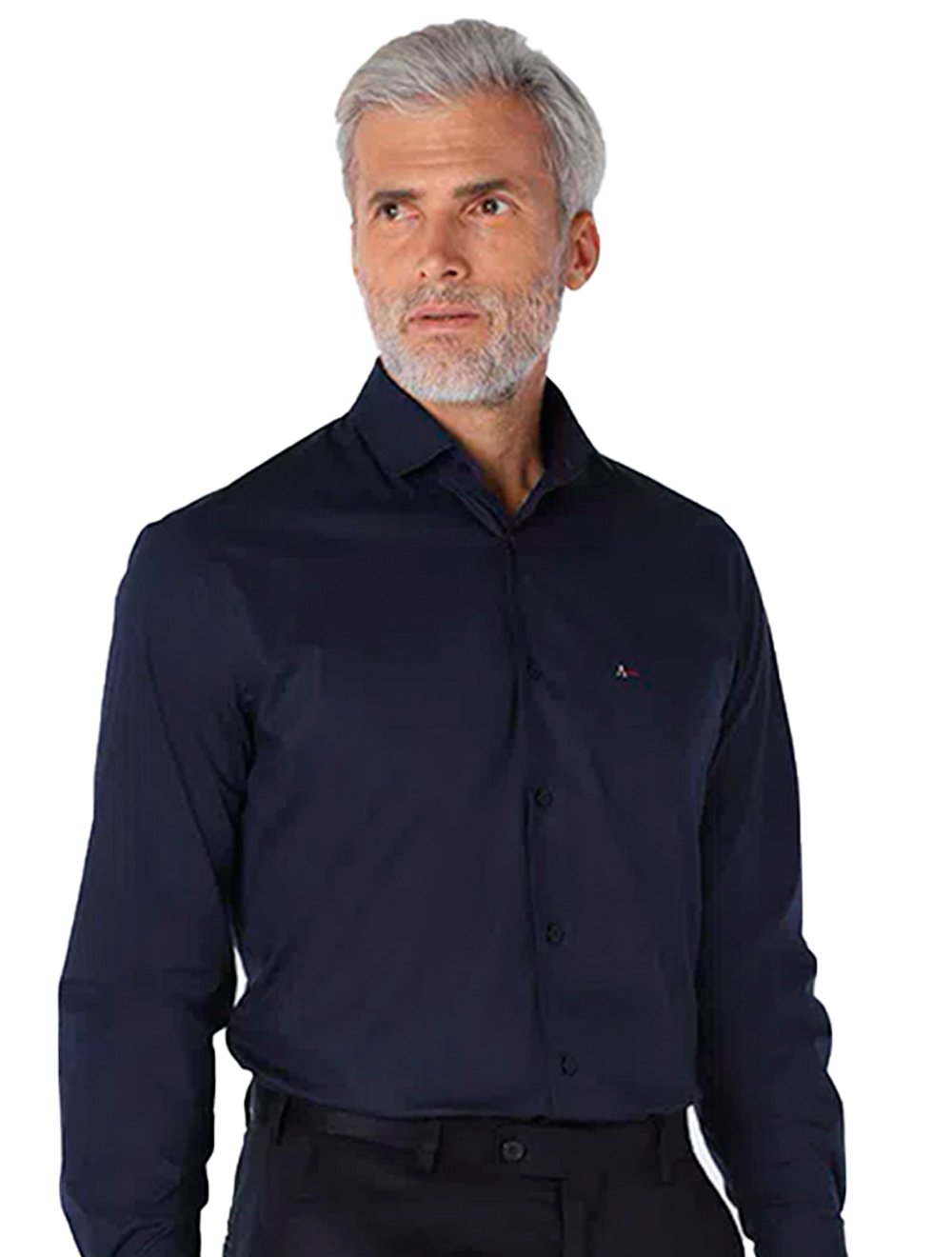 Camisa Aramis Masculina Regular Tricoline Stretch Pocket Azul Marinho