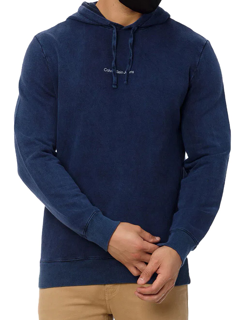 Moletom Calvin Klein Jeans Masculino Hoodie Felpa Fake Indigo Azul Mescla |  Secret Outlet