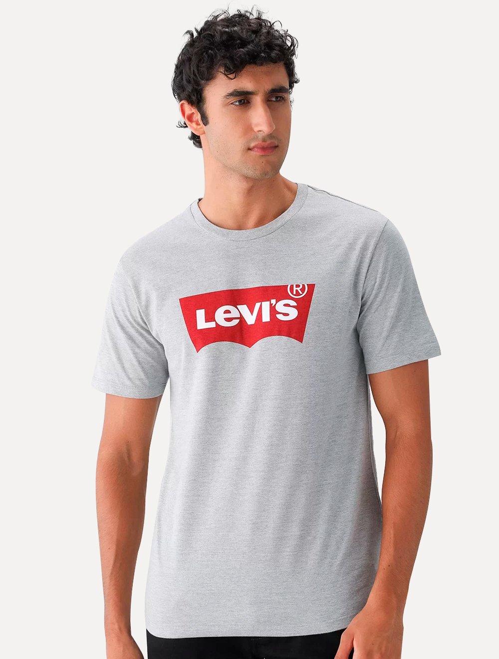 Camiseta Levis Masculina Logo Batwing Cinza Mescla