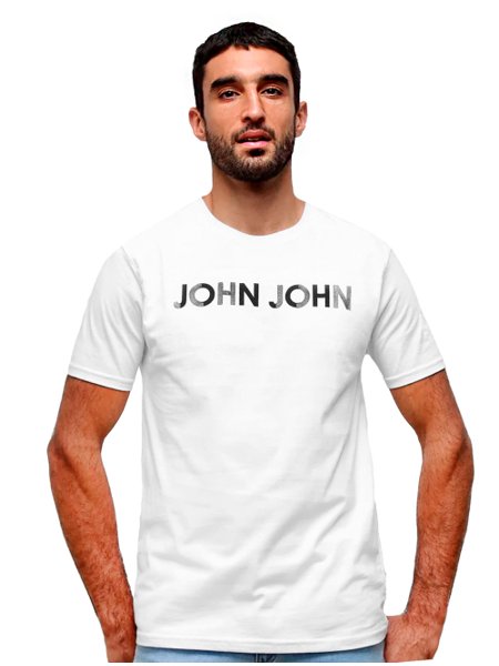 Camiseta John John Masculina Regular Velvet Glam Logo Branca