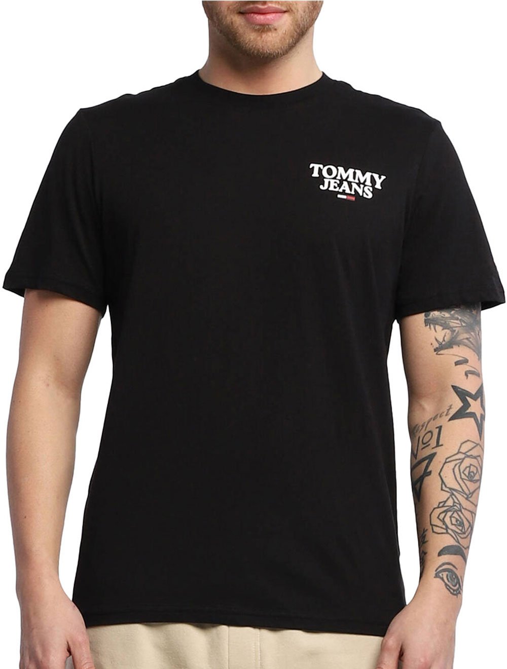 Camiseta Tommy Jeans Masculina Chest Entry Logo Preta