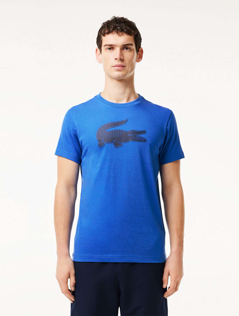 LACOSTE ブルー 幾何学模様 ジャージ US S Camiseta Lacoste Masculina Jersey Sport 3D Logo Azul Cobalto