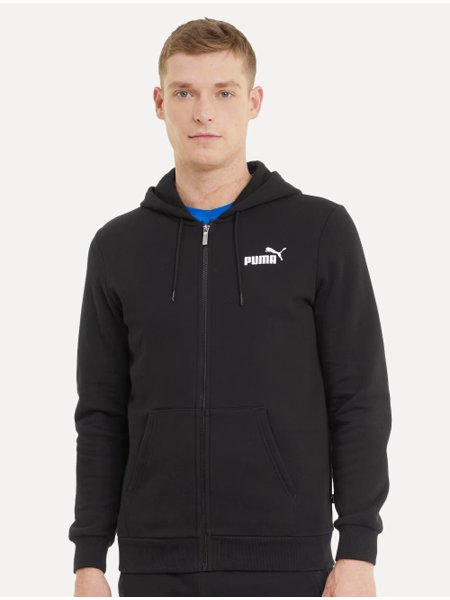 Moletom Puma Masculino Hoodie Essentials Small Logo Full-Zip Preto