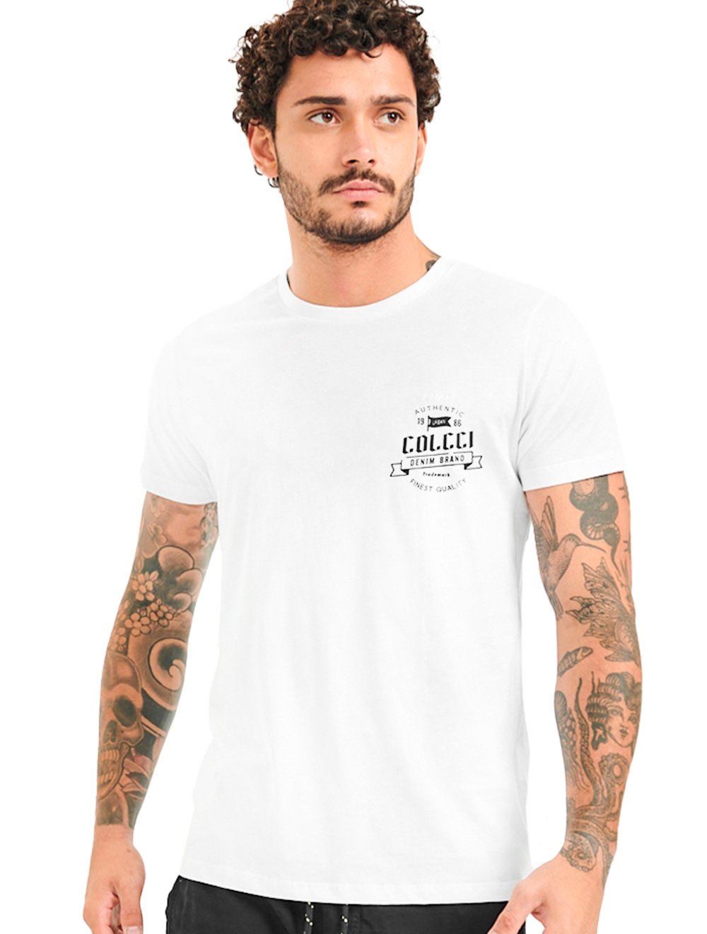 Camiseta Colcci Masculina Authentic Denim Brand Branca
