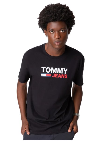 Camiseta Tommy Jeans Masculina Corp Logo Preta