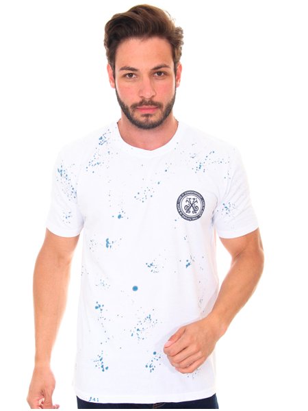 Camiseta John John Masculina Regular Splashed Live It Branca