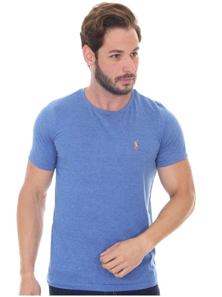 Camiseta Ralph Lauren Masculina Essential Color Icon Azul Mescla