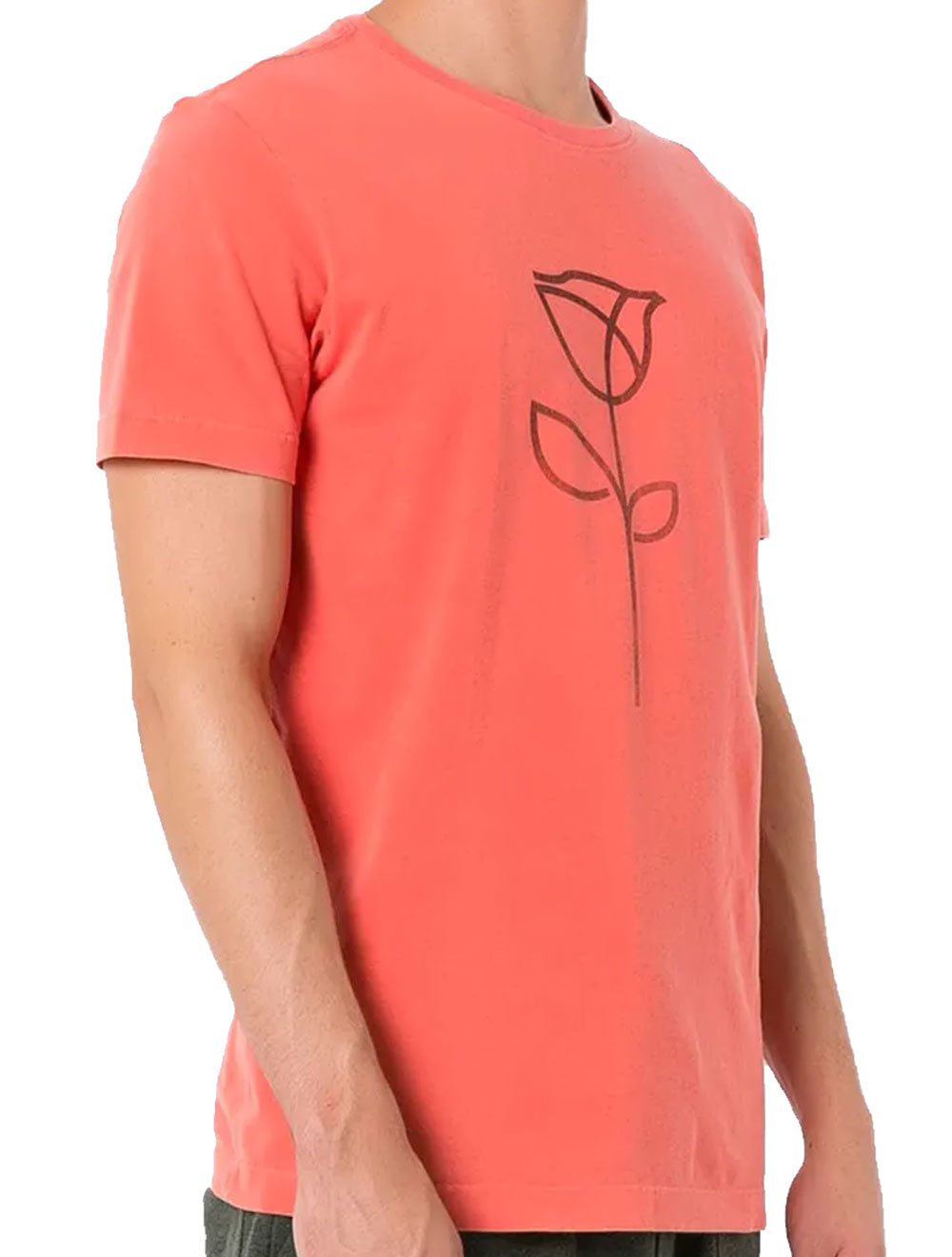 Camiseta Osklen Masculina Slim Stone Rose Stroke Vermelho Ocre