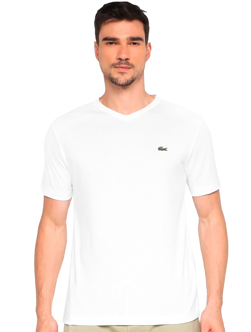 Camiseta Lacoste Masculina Sport Ultra-Dry V-Neck Branca