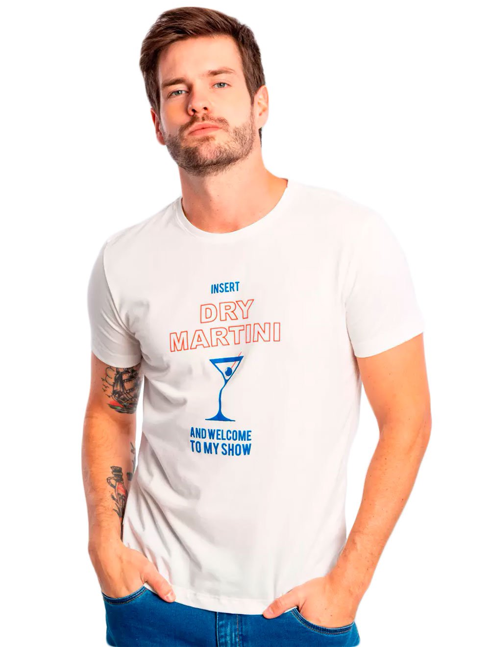 Camiseta Sergio K Masculina Drink Martini Show Off-White
