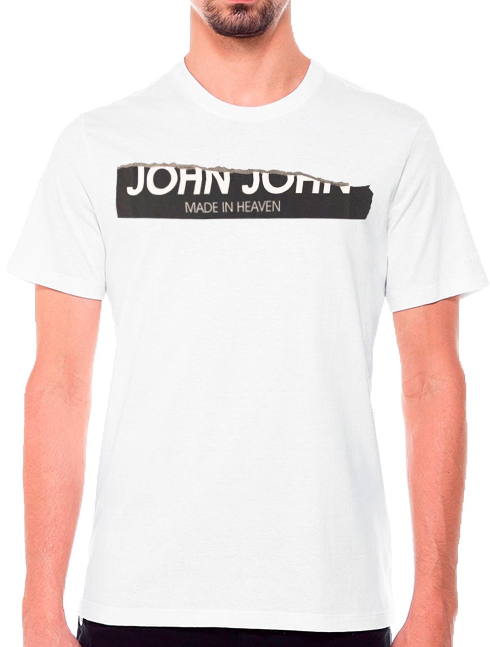 Camiseta John John Masculina Regular Logo Cut Torn Branca