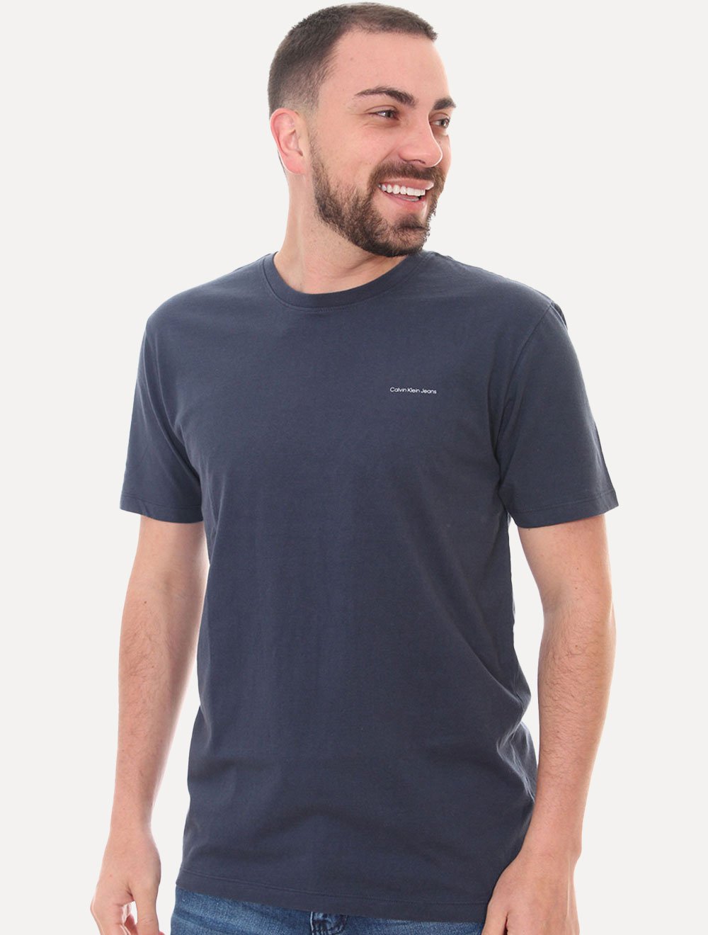 Camiseta Calvin Klein Jeans Masculina Light New Logo Azul Marinho