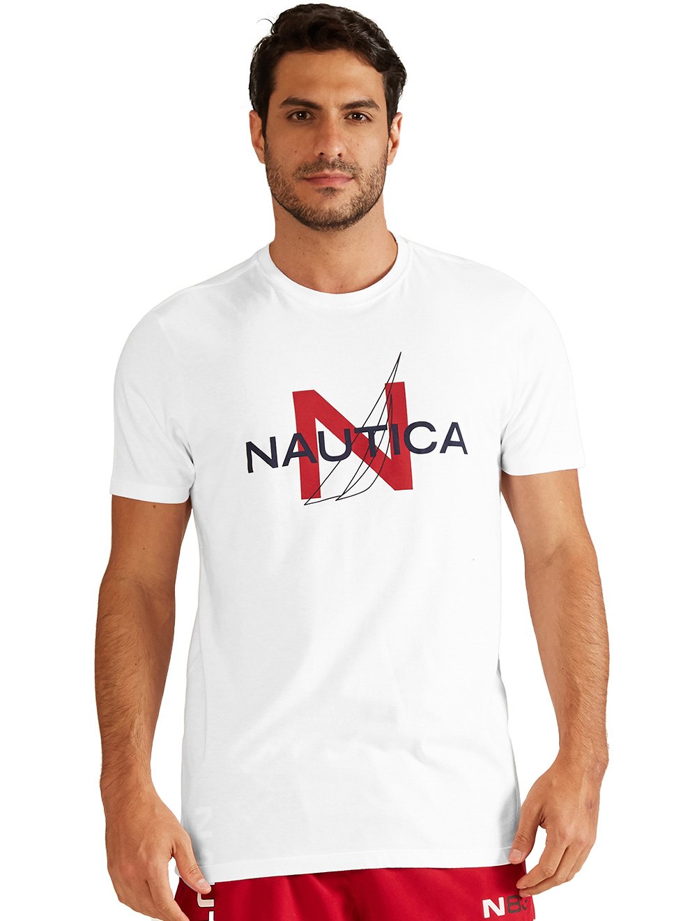 Camiseta Nautica Masculina Custom Graphic Logo Sail Branca