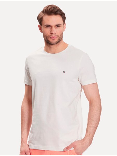 Camiseta Tommy Hilfiger Masculina Essential Cotton Icon Off-White