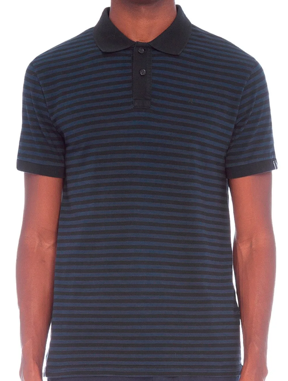 Polo Replay Masculina Malha Icon Striped Preta