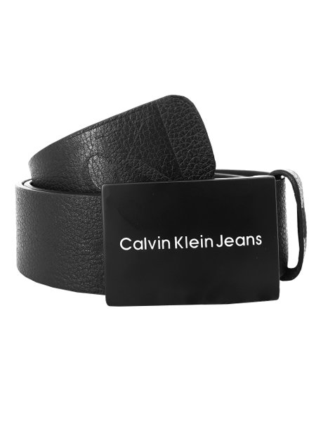 Cinto Calvin Klein Jeans Masculino Couro Militar Preto | Secret Outlet