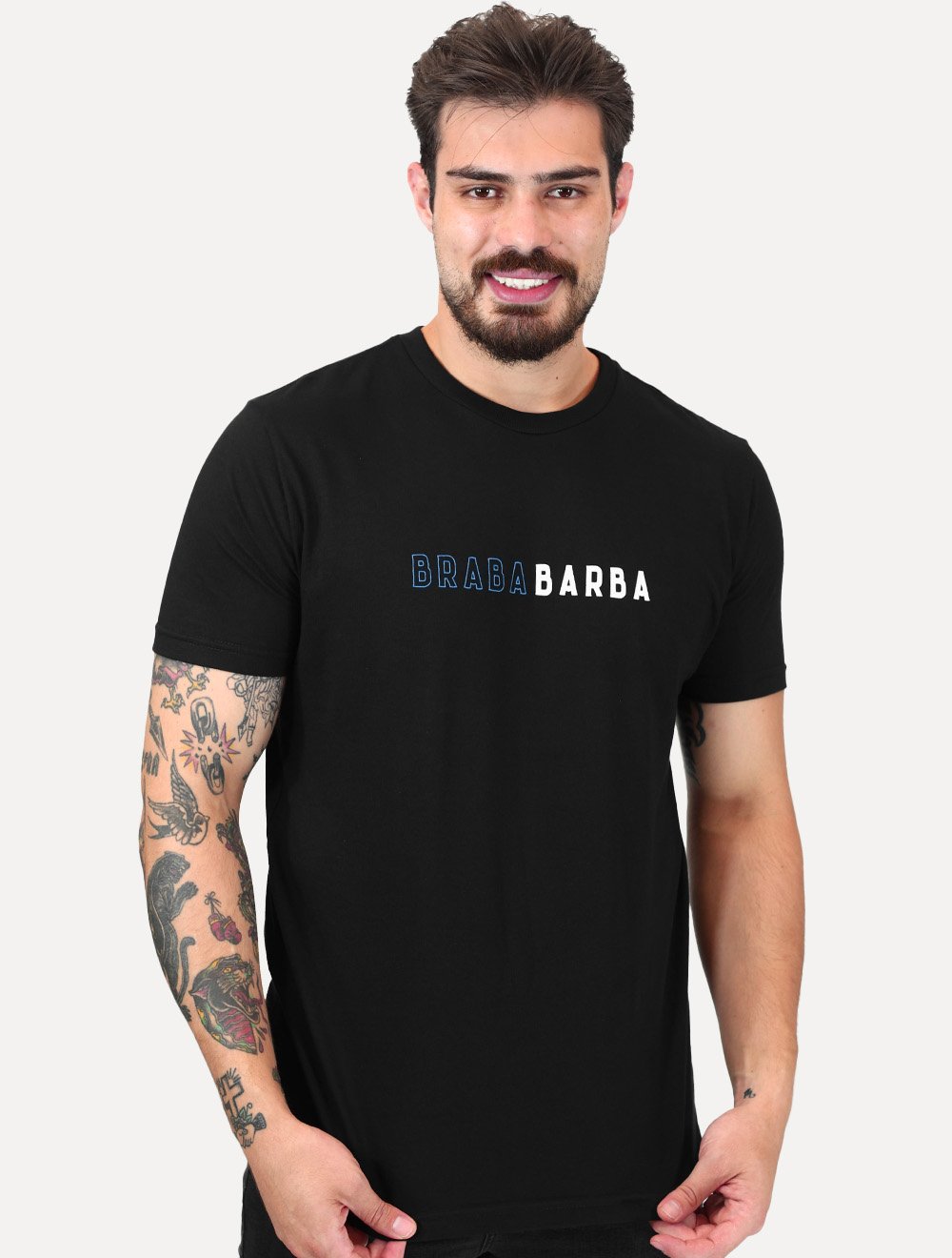 Camiseta King & Joe Masculina Collab Braba Barba Preta | Secret Outlet