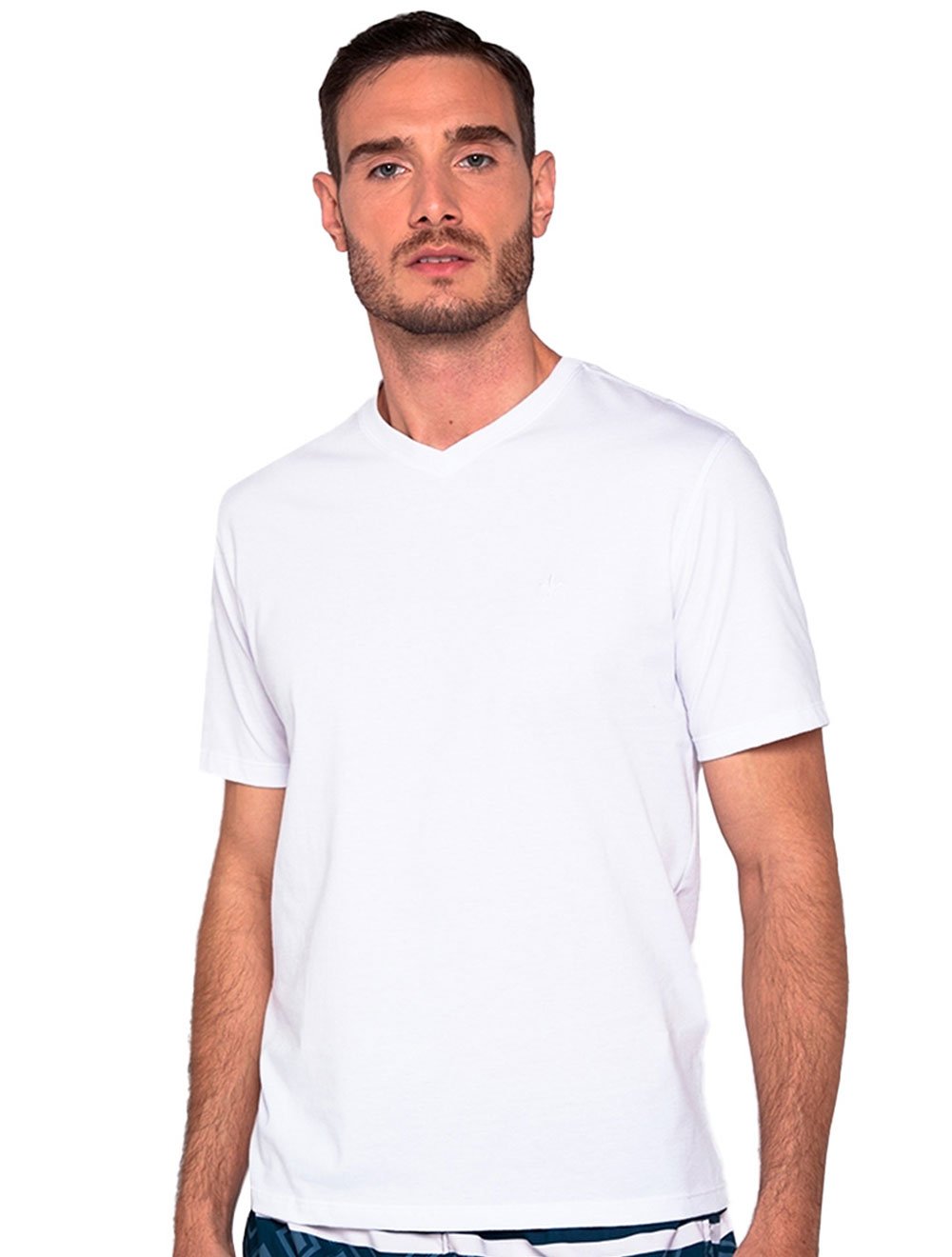 Camiseta Dudalina Masculina V-Neck Regular Light Icon Branca