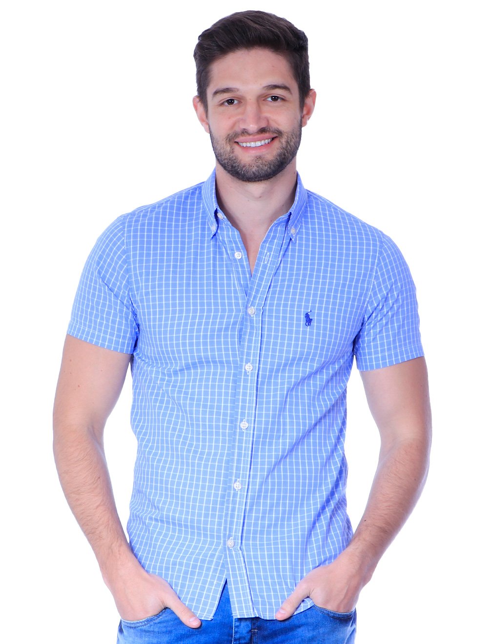 Camisa RL Royale Xadrez Manga Longa Azul Bebê - Ralph Lauren - Outlet4U, Loja de Roupas