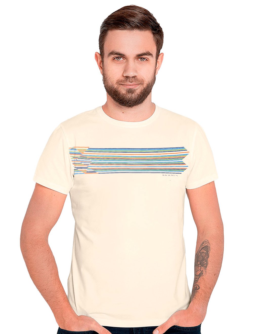 Camiseta Aramis Masculina Regular Setas Stripes Off-White