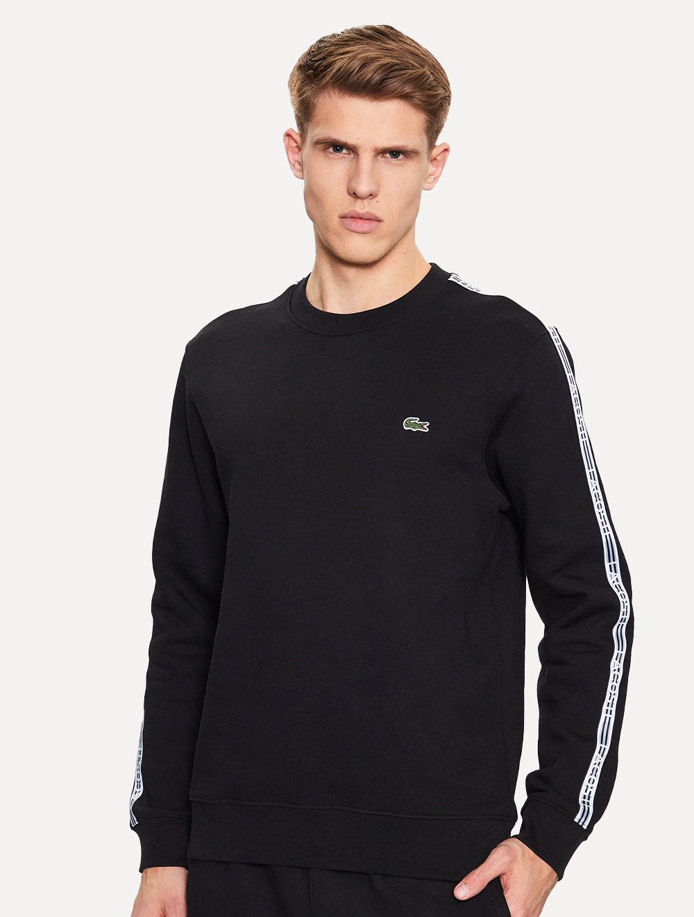 Moletom Lacoste Masculino Crewneck Sash Striped Preto Secret Outlet