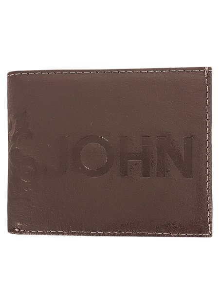 Carteira John John Masculina Couro Big Logo Marrom