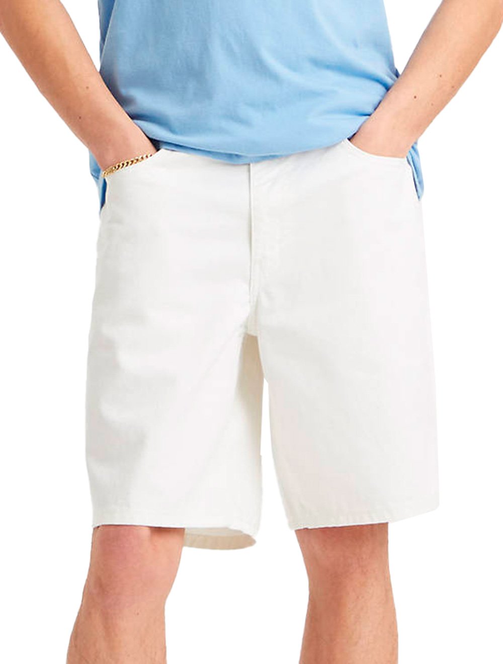 Bermuda Levis Jeans Masculina 412 Slim Shorts Stretch Branco