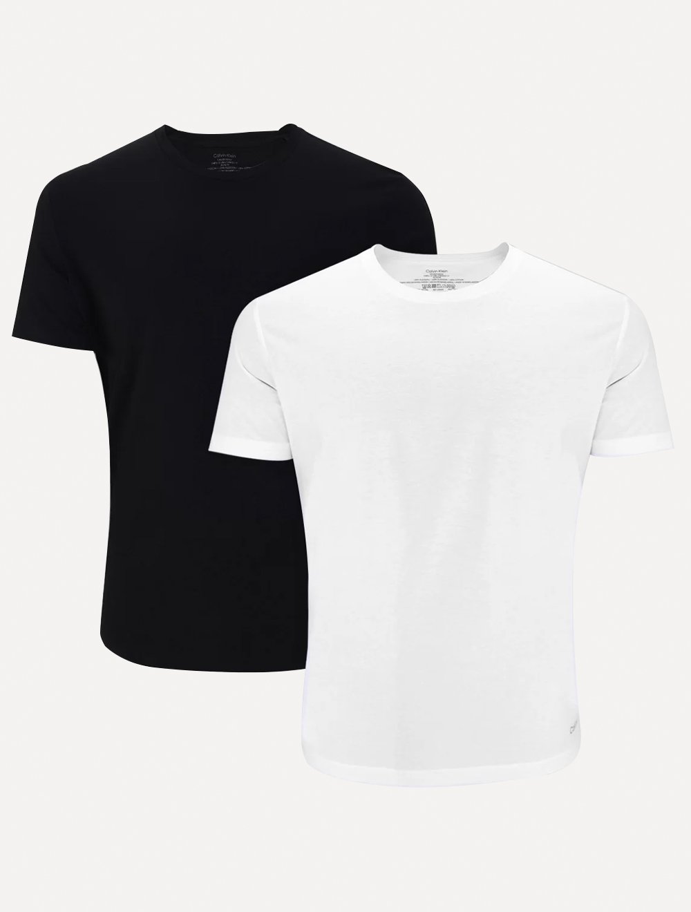 Camisetas Calvin Klein Underwear Masculinas C-Neck Branca e Preta Pack 2UN