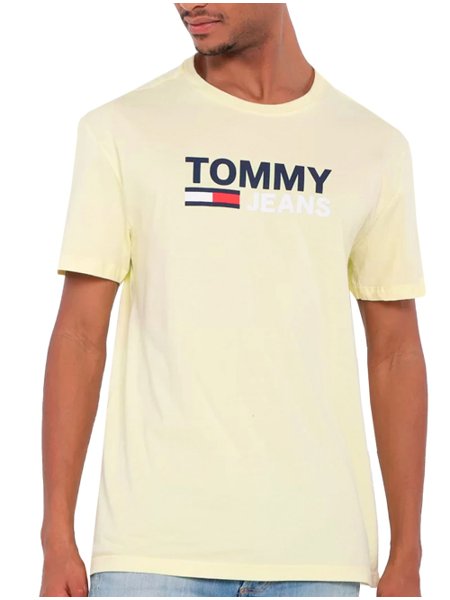 Camiseta Tommy Jeans Masculina Corp Logo Amarelo Claro