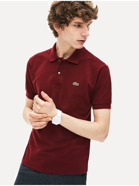 Polo Lacoste Masculina Classic Fit Mescla Bordô Secret Outlet