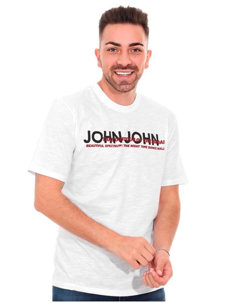 Camiseta John John Branca e Azul  Camiseta Masculina John John