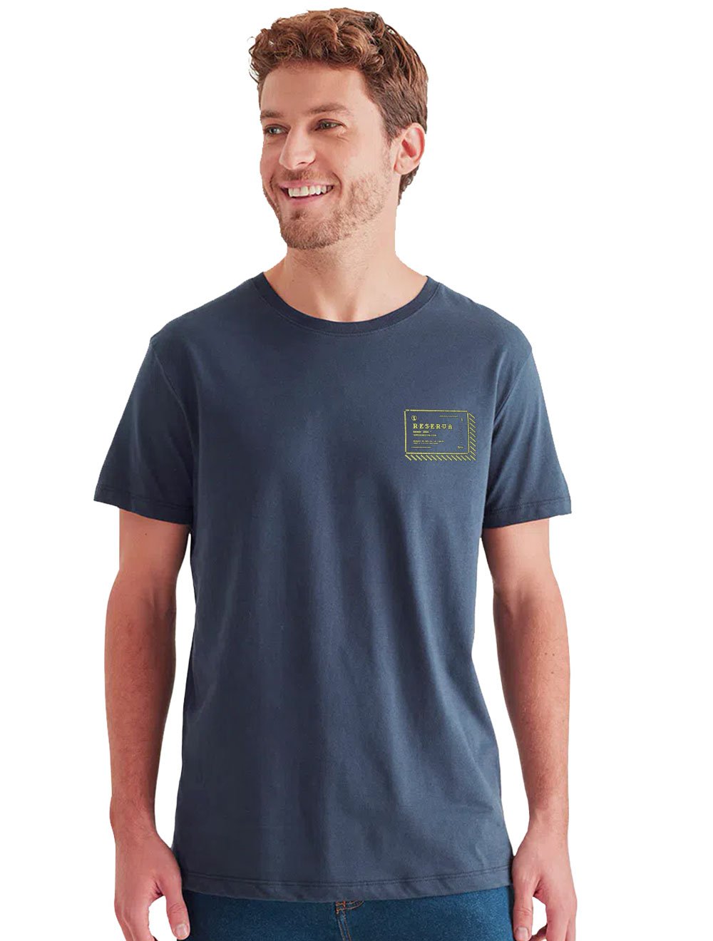 Camiseta Reserva Masculina Regular Estampa Hack Azul Marinho