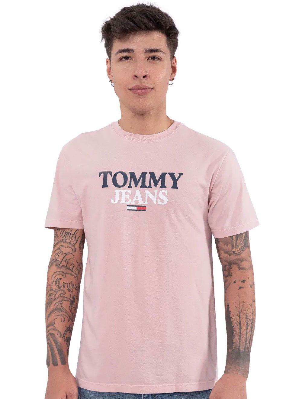 Camiseta Tommy Jeans Masculina Center Entry Graphic Rosa Claro