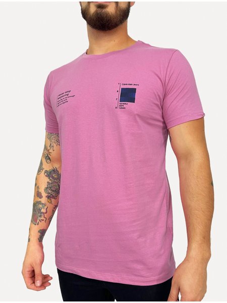 Camiseta Calvin Klein Jeans Masculina Never Stop Exploring Rosa