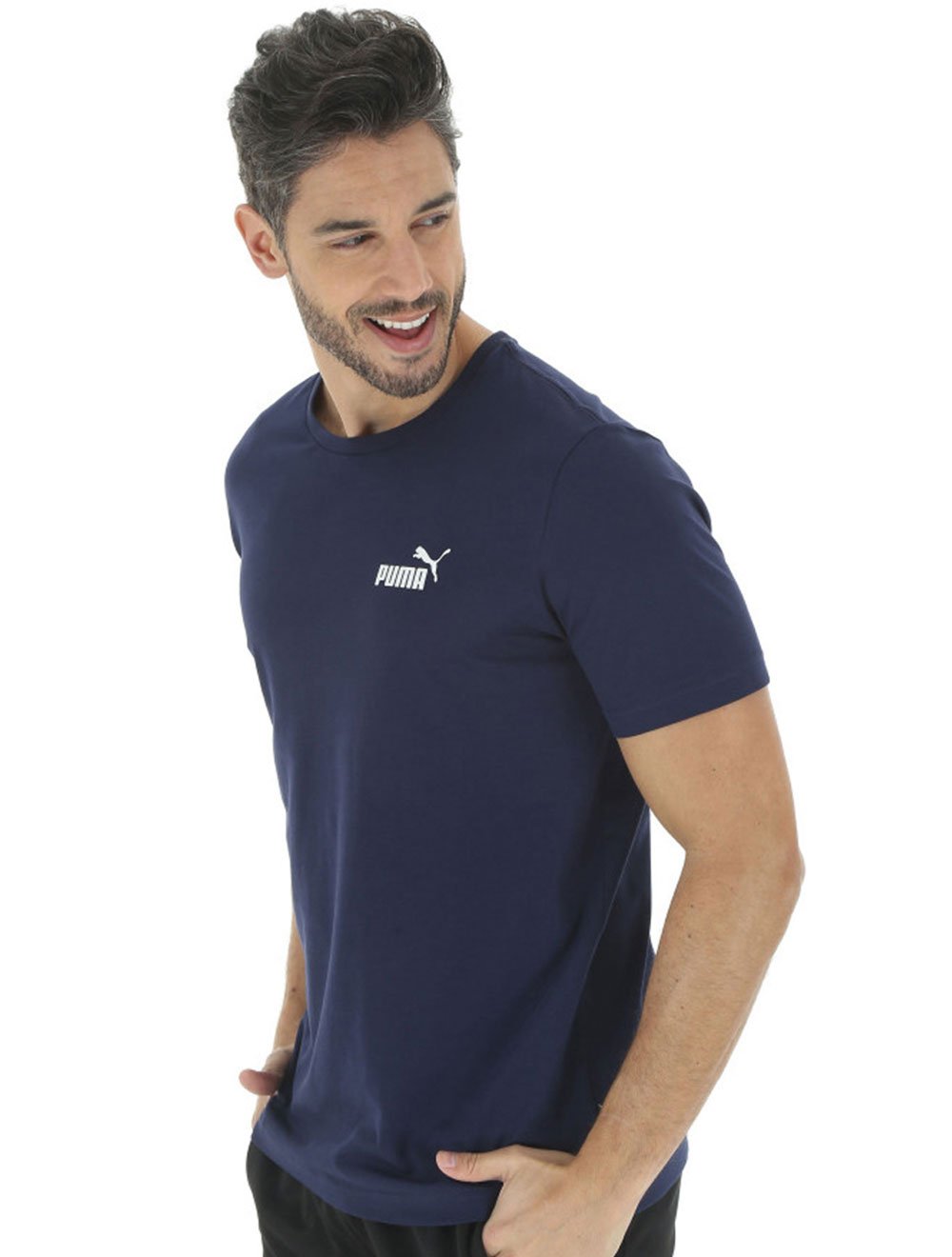 Camiseta Puma Masculina Essential Small Logo Azul Marinho