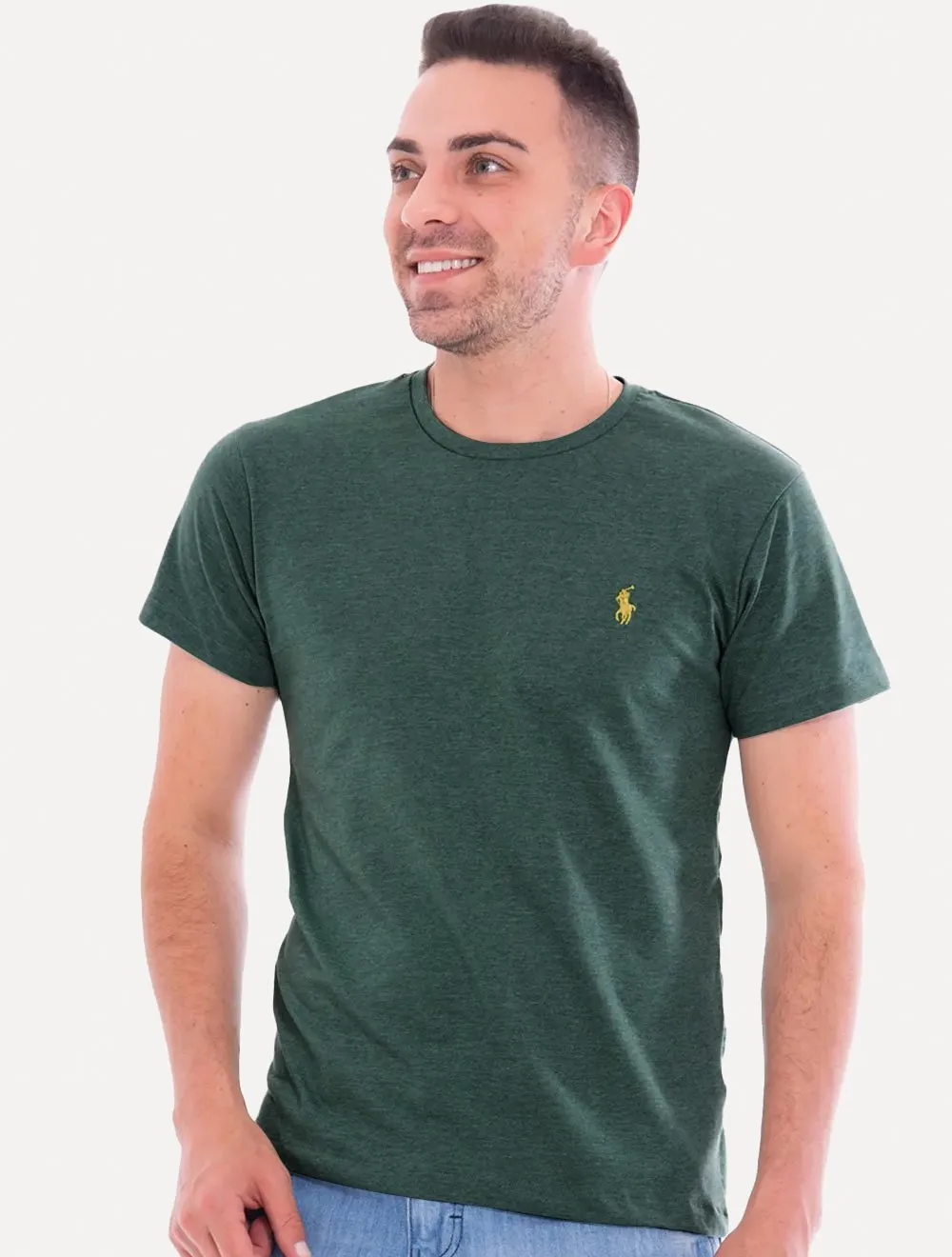 Camiseta Ralph Lauren Masculina Custom Fit Verde Mescla
