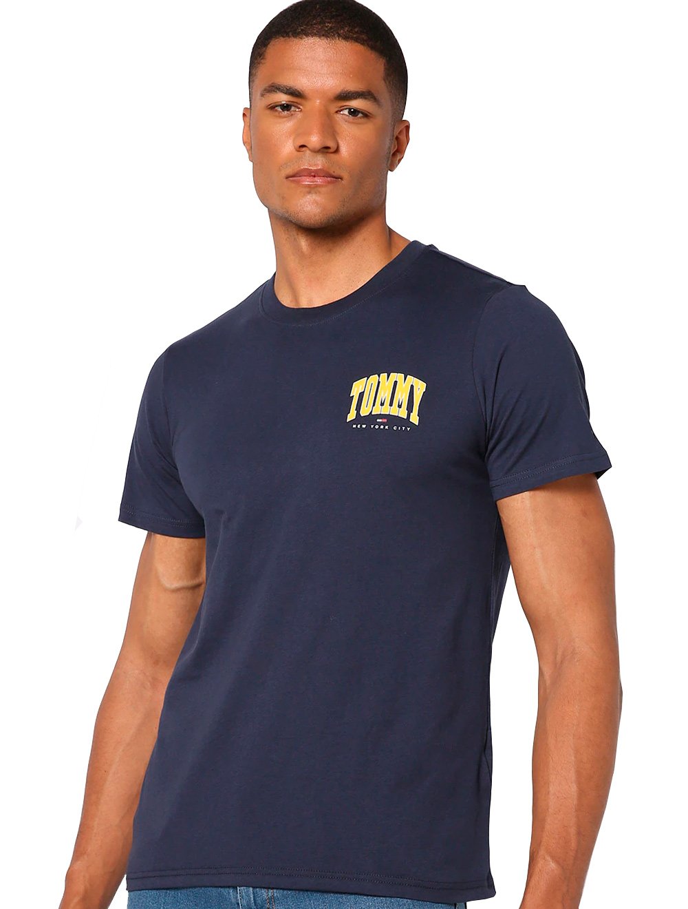 Camiseta Tommy Jeans Masculina Chest College Graphic Azul Marinho