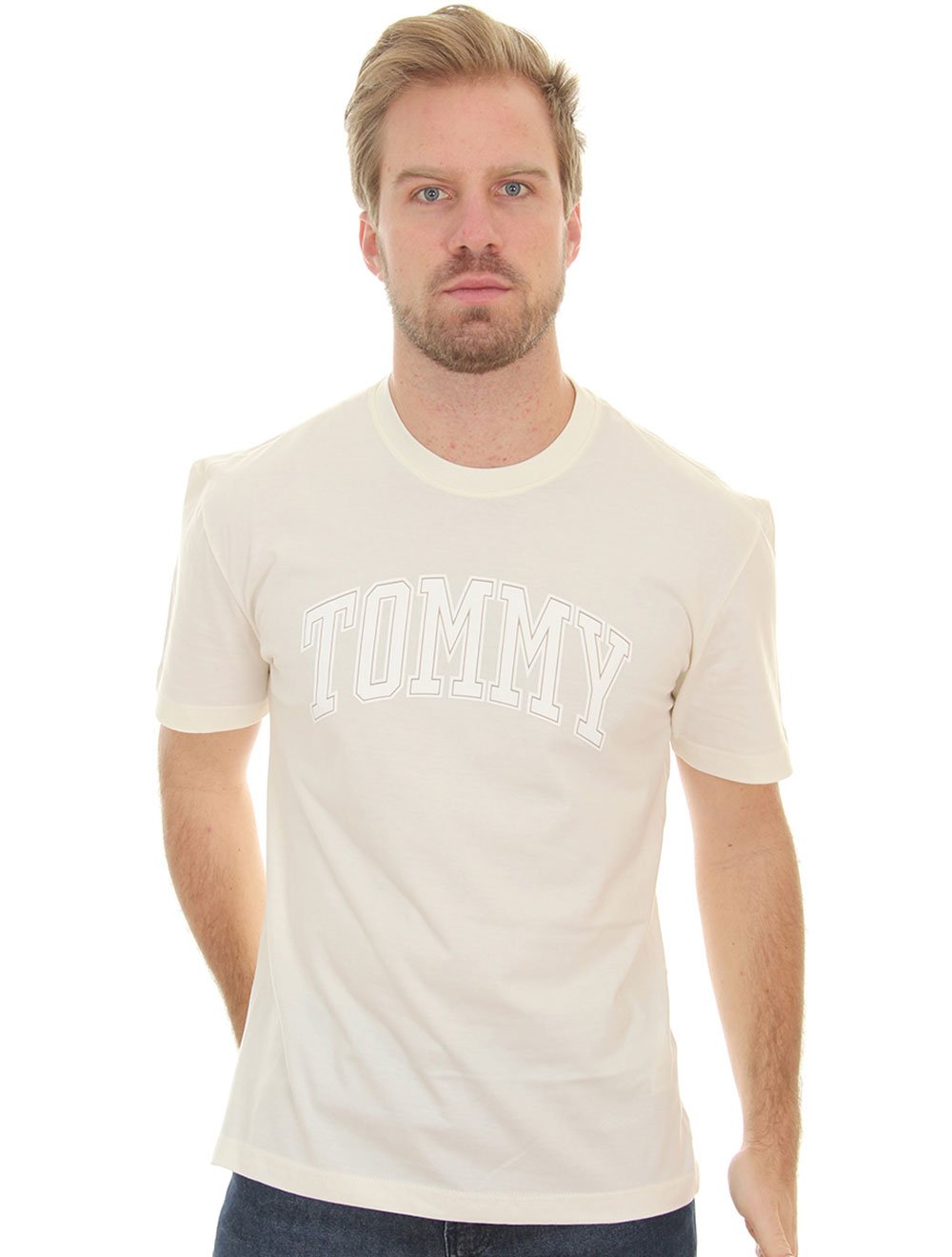 Camiseta Tommy Jeans Masculina Regular Collegiate Arc Off-White