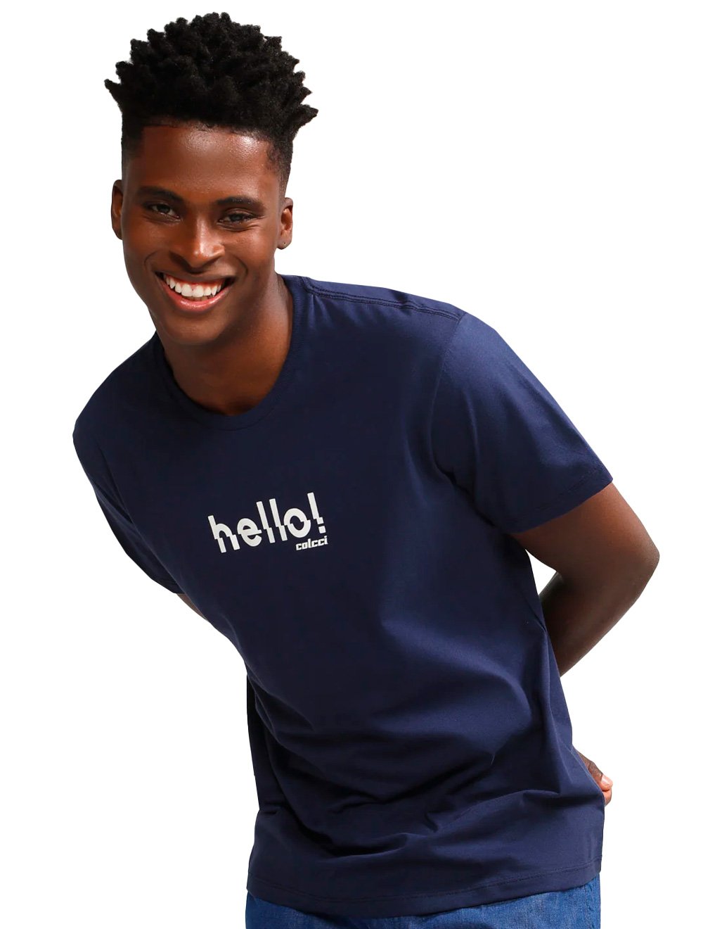 Camiseta Colcci Masculina Regular Hello! Azul Escuro