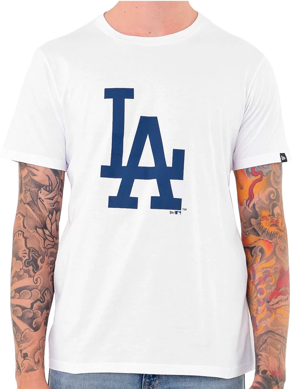 Camiseta New Era Masculina Essentials Duo Los Angeles Dodgers Branca