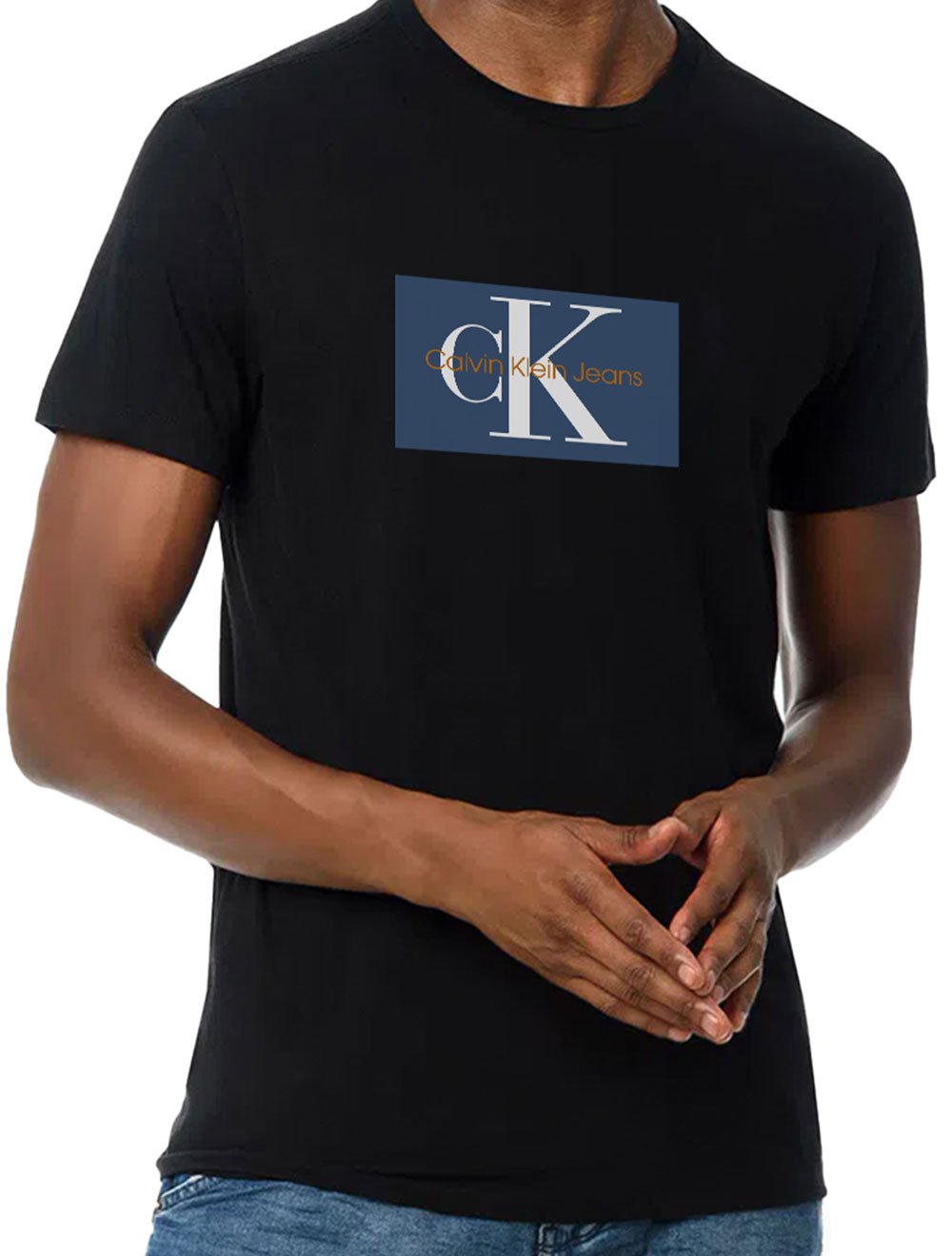 Camiseta Calvin Klein Jeans Masculina Issue Logo Blue Block Preta