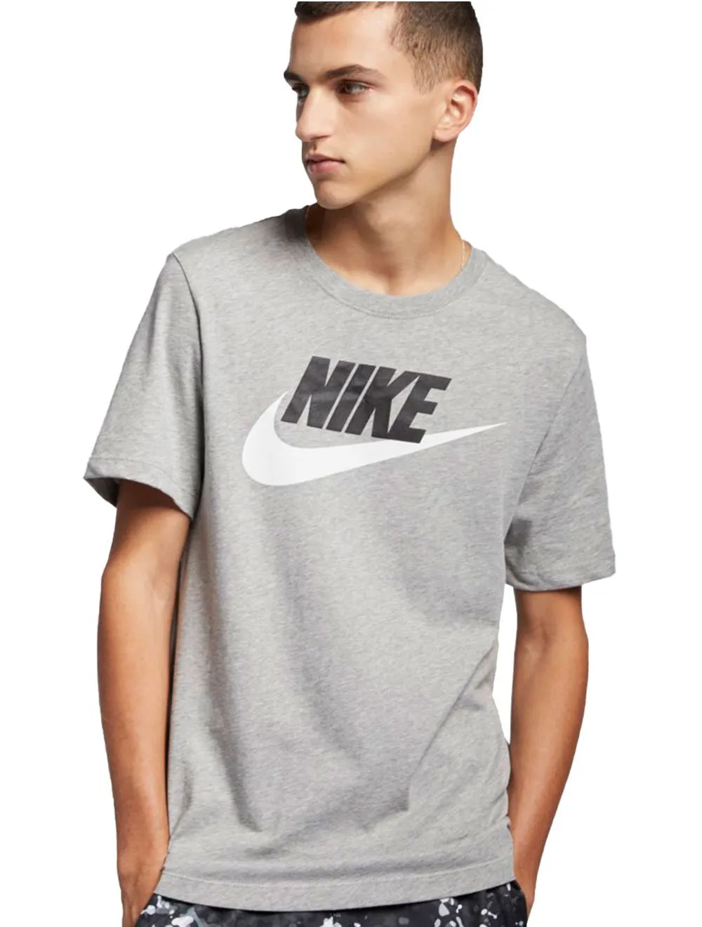 Camiseta Nike Masculina Sportswear Large Logo Cinza Mescla