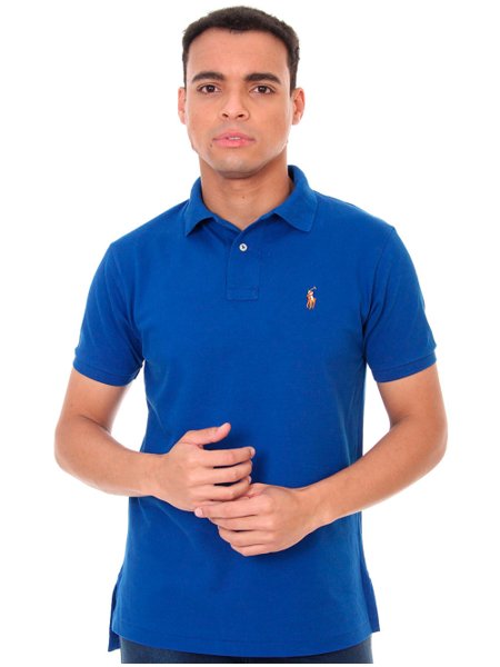 Polo Ralph Lauren Masculina Custom Fit Coloured Logo Royal