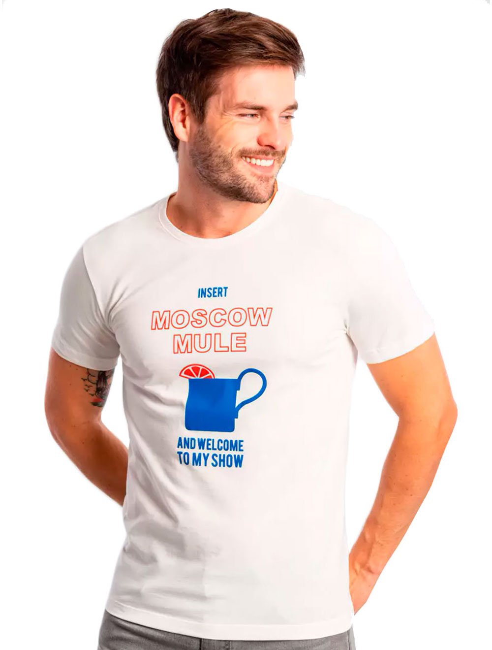 Camiseta Sergio K Masculina Drink Moscow Show Off-White