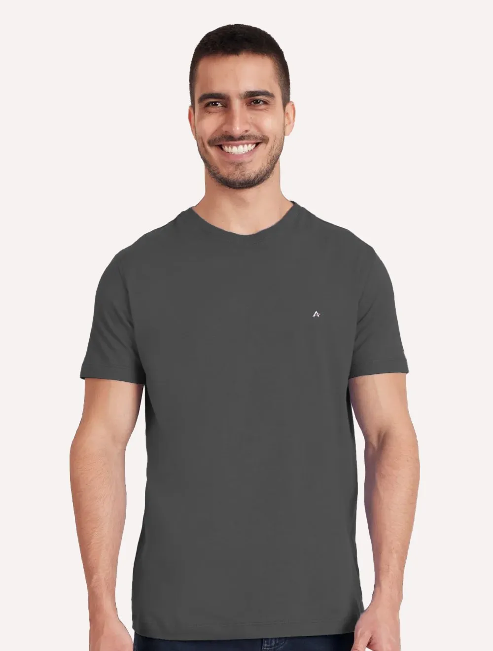 Camiseta Aramis Masculina Basic Lisa Cinza Escuro