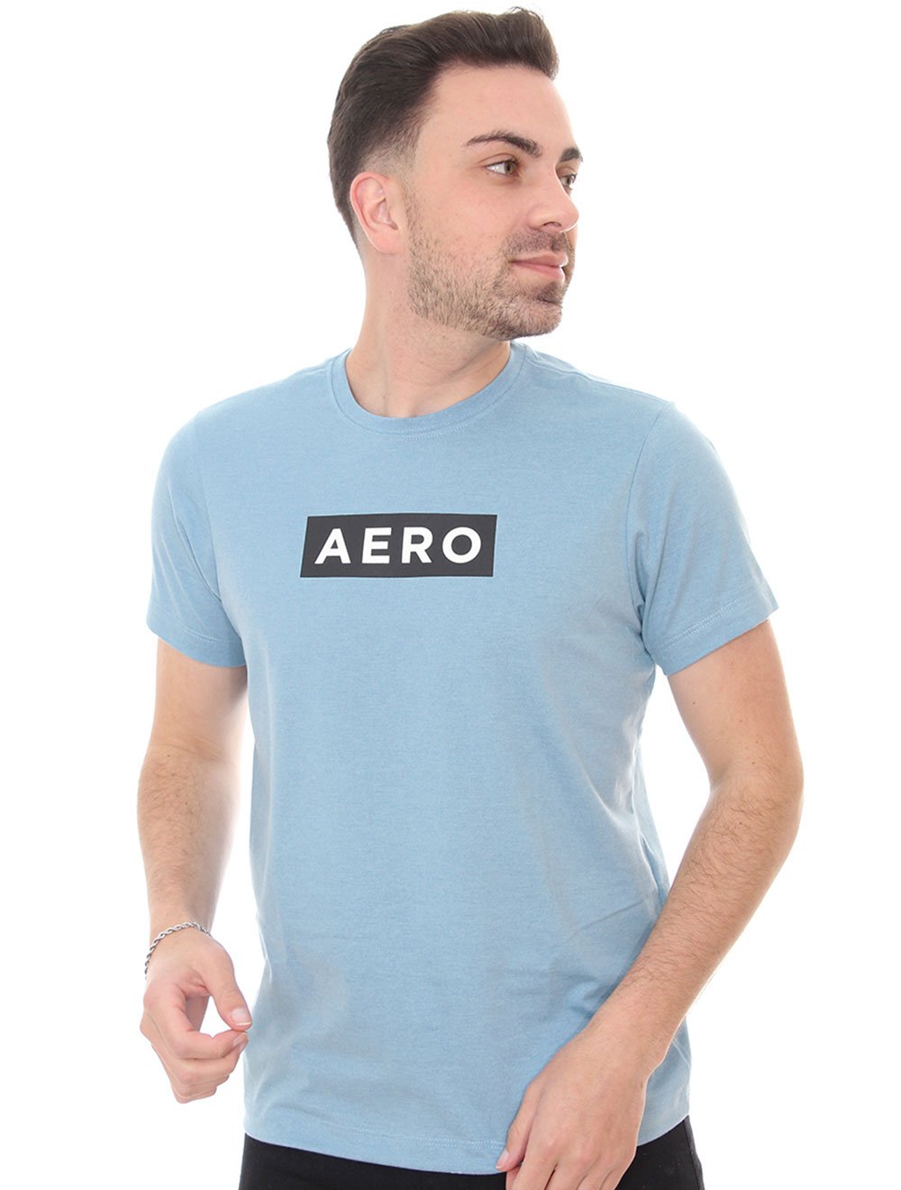 Camiseta Aeropostale Masculina Aero Block Azul Claro