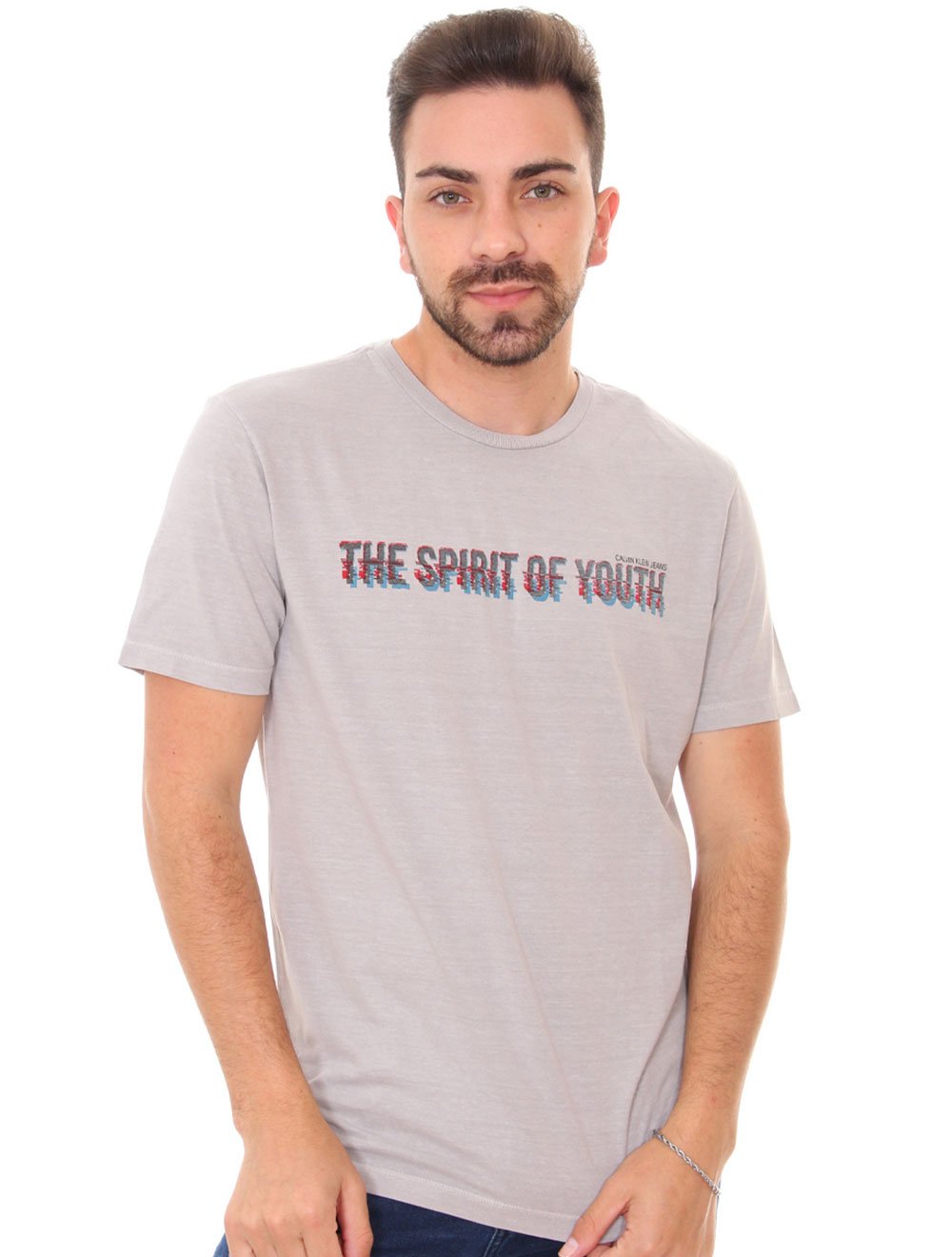 Camiseta Calvin Klein Masculina Spirit Youth Cinza