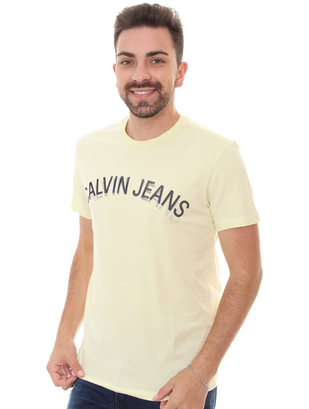 Camiseta Calvin Klein Masculina Meia Malha Dark CK Preta 
