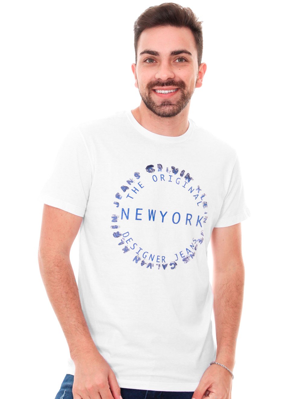 Camiseta Calvin Klein Jeans Masculina New York Circle Branca